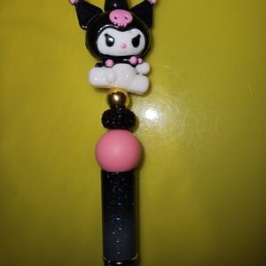 Cute Character Kuku Beaded Pen Handmade Black Ink.